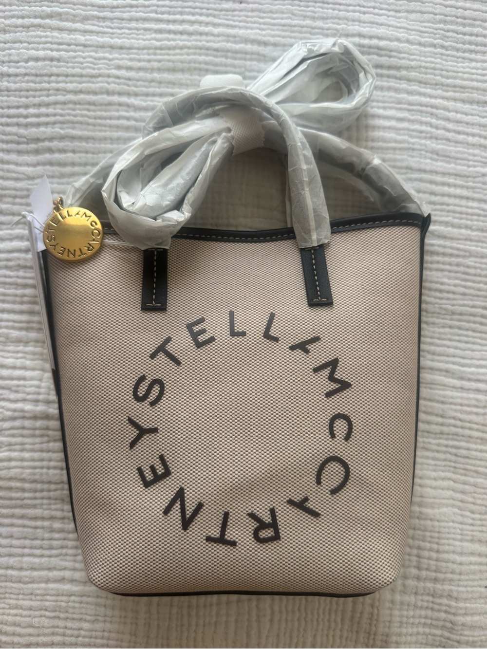 Stella McCartney HM Beige Canvas Logo Tote Bag